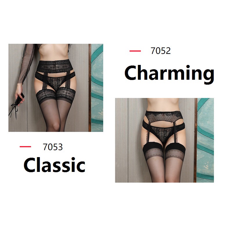 Set vớ đùi bằng ren mềm + đai giữ vớ thời trang quyến rũ dành cho nữ