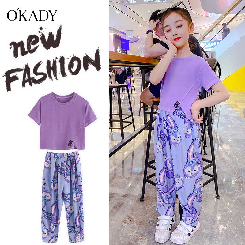 Set đồ IQ ANGEL gồm áo thun tay ngắn + quần thiết kế độc đáo thời trang xinh xắn cho bé gái