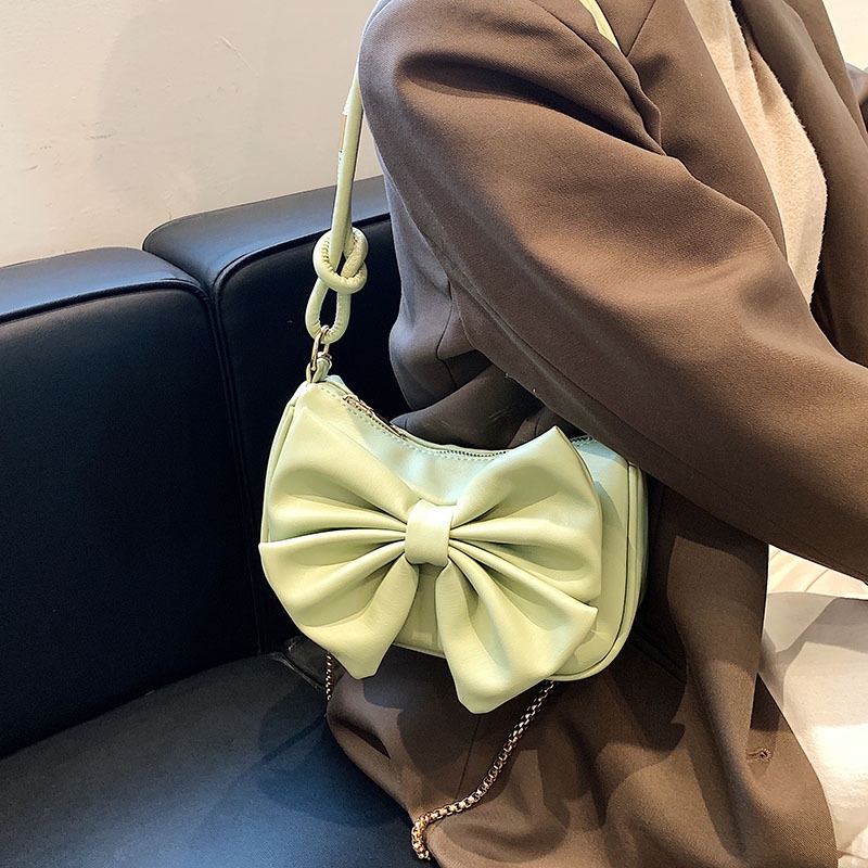 Túi xách nữ đeo vai đính nơ da trơn cao cấp BAG U NO25