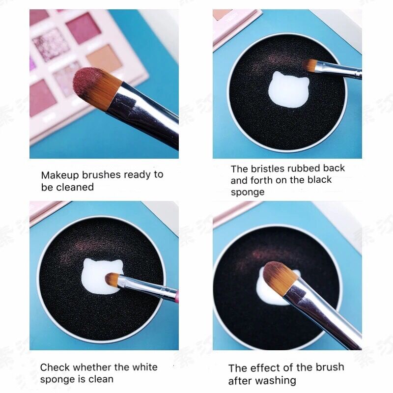 [Hàng mới về] Hộp vệ sinh cọ trang điểm nhanh chóng thiết kế vỏ nhôm dễ thương