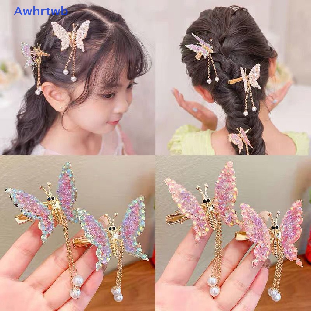 Kẹp Tóc Hình Cánh Bướm Bằng Hợp Kim Đính Ngọc Trai DIY Cho Bé Gái Mới