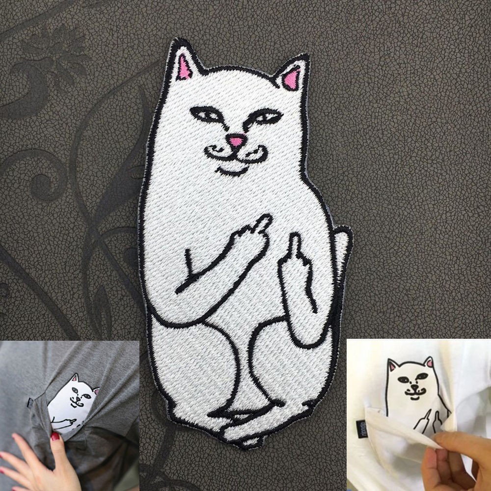 Sticker Ủi Thêu Hình Mèo Vui Nhộn