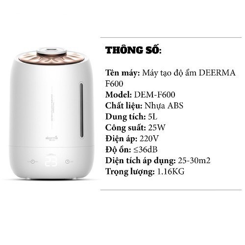 Máy Phun Sương Tạo Ẩm Không Khí Deerma F600 Công Suất 25W - Bảo Hành 6 Tháng VT122