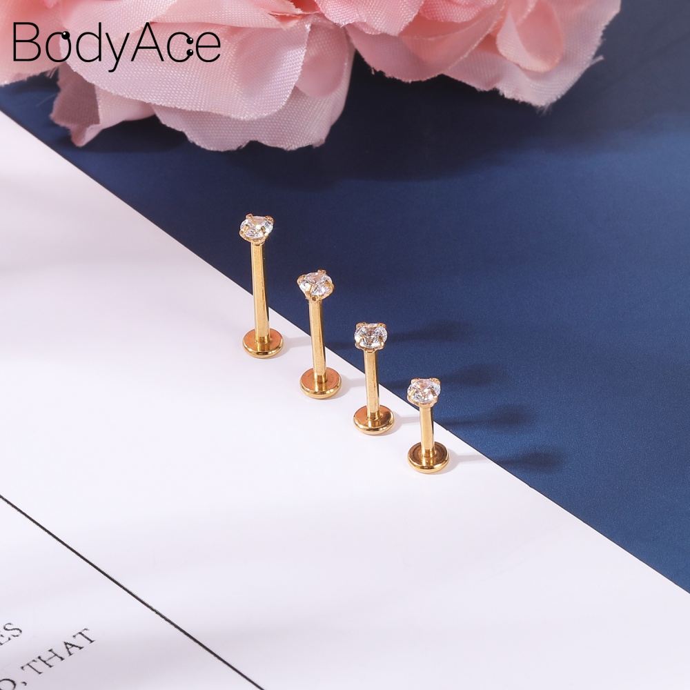Bộ 8 Khuyên Xỏ Cơ Thể Bằng Thép Không Gỉ Đính Đá Pha Lê Cá Tính
