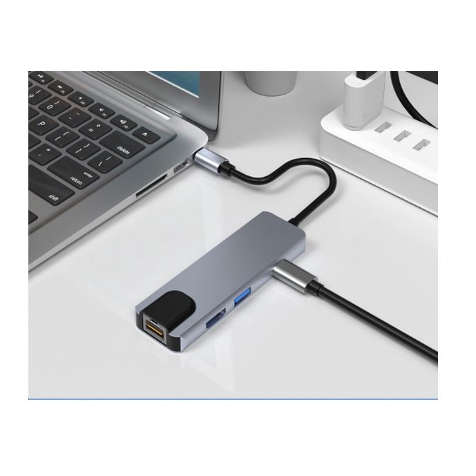 Bộ chuyển đổi USB TYPE C sang LAN 100MB 3.0 5 trong 1 dành cho MacBook Pro , DELL , ASUS