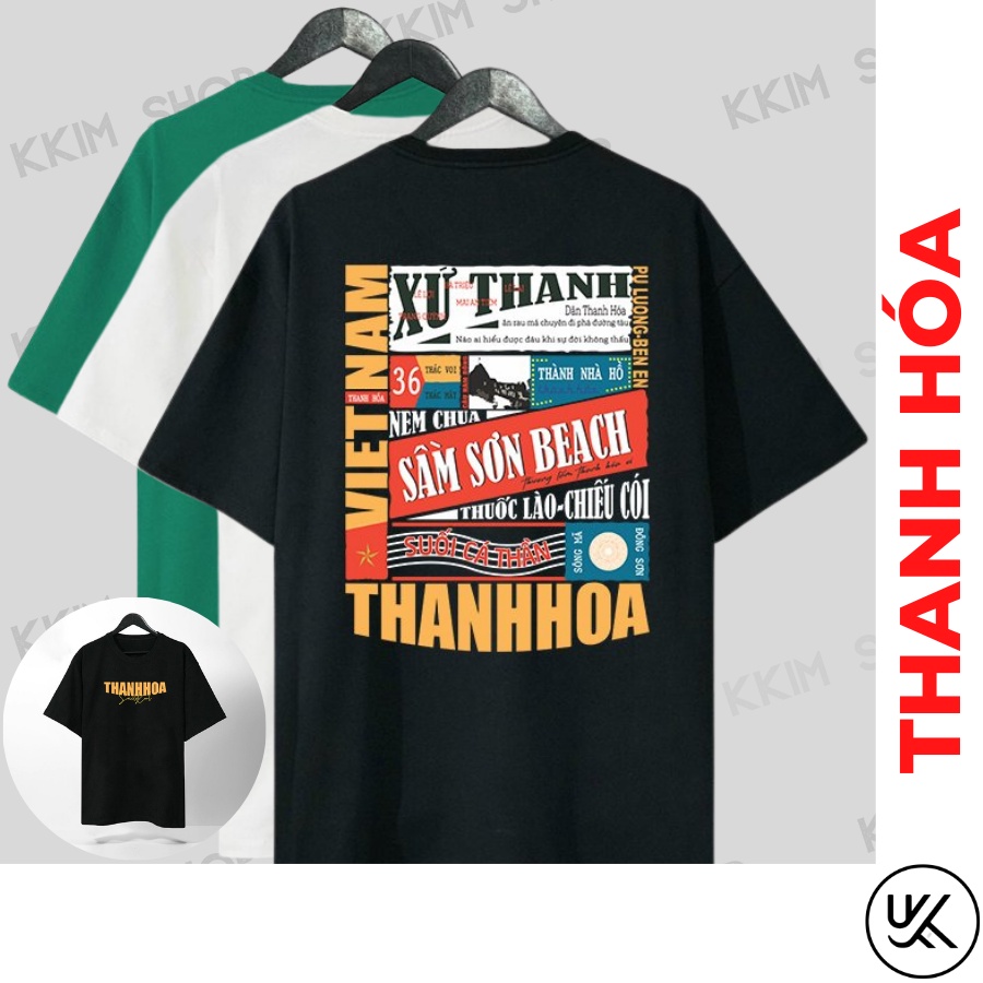 Áo thun tay lỡ THANH HÓA, Áo phông 63 tỉnh thành Form rộng oversize, chất liệu Cotton KKIMSHOP