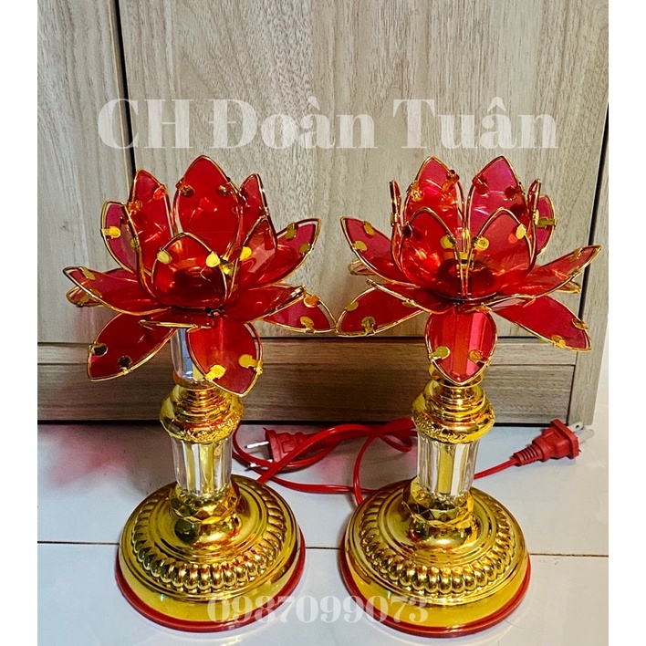 ĐÈN THỜ HOA SEN CÁNH ĐỎ