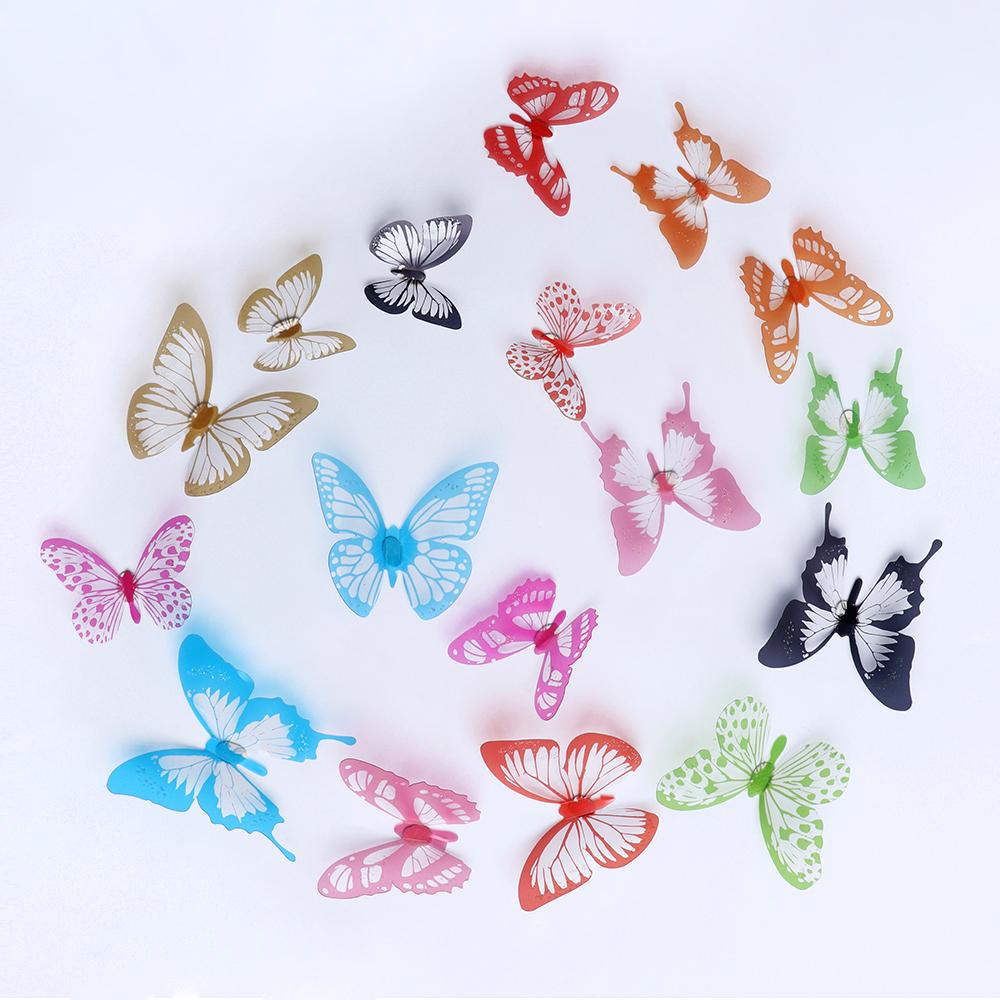 KUNHEV Set 18 Miếng Dán Tường Hình Bướm 3D Trang Trí Phòng Trẻ Em / Tiệc Cưới / Giáng Sinh