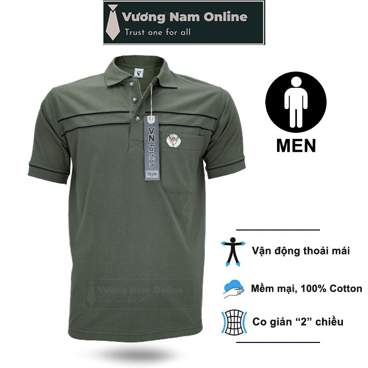 Áo Thun Nam Cổ Bẻ, Polo Ngắn Tay Trung Niên Vải 100% Cotton Không Rút, chất cá sấu