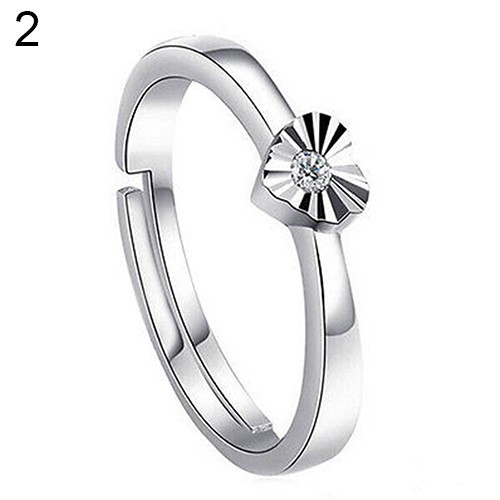 (Thanh Toán Tại Chỗ) Nhẫn Cặp Đôi Chất Liệu Zircon Hình Trái Tim Có Thể Điều Chỉnh Độ Rộng