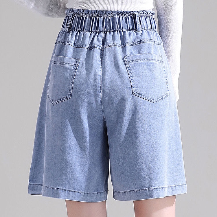 [LININ] Quần Short Denim Lụa Lạnh Mỏng Dáng Chữ a Ống Rộng Lưng Cao Mùa Hè Cho Nữ