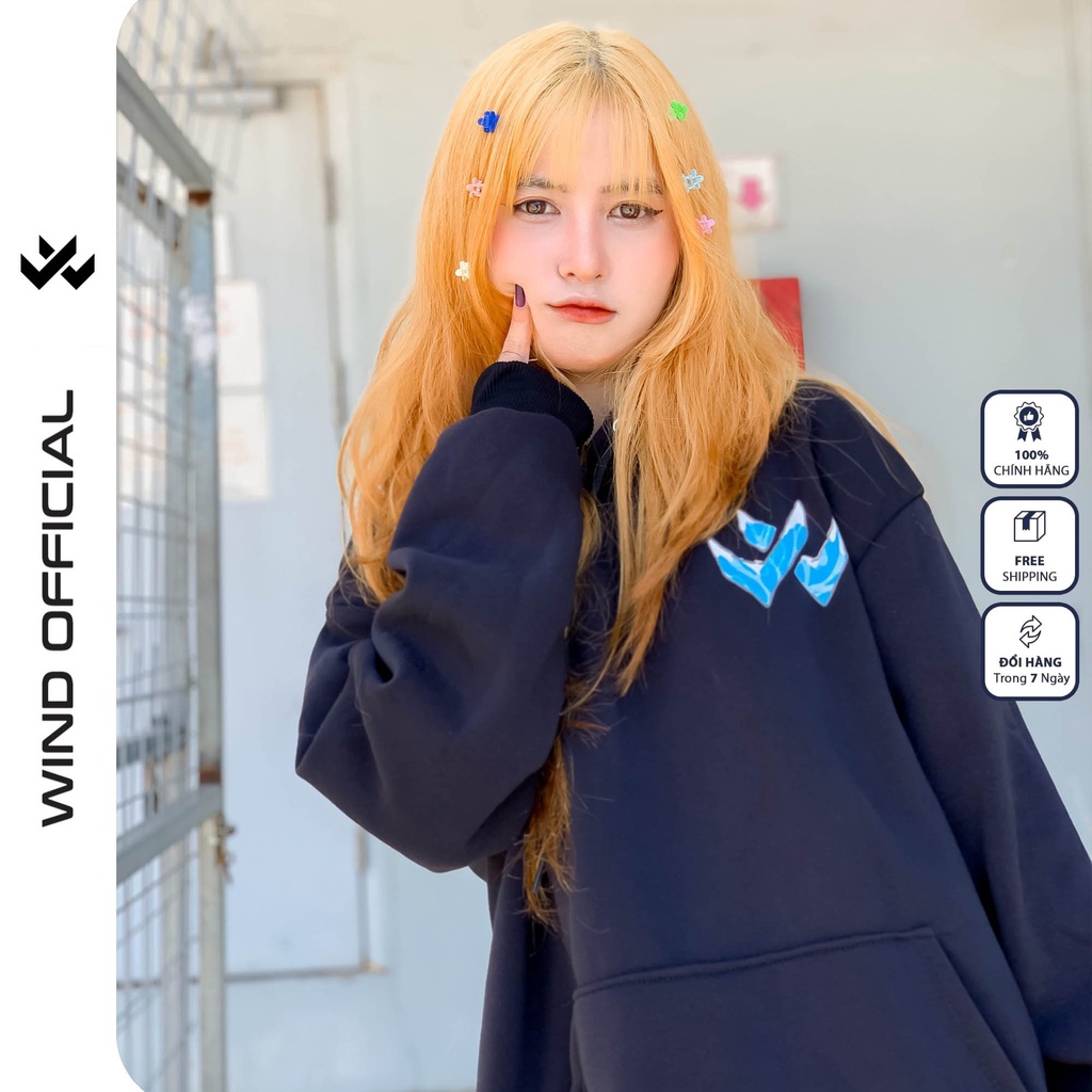 Áo hoodie form rộng WIND unisex nỉ bông HD22 Tuyết thời trang nam nữ oversize