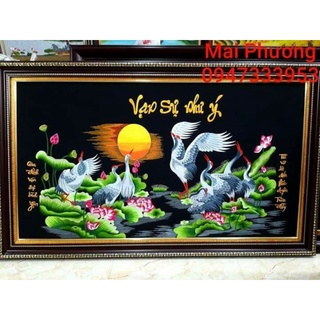 . tranh thêu vạn sự như ý là tranh "đã thêu sẵn" về chỉ việc đóng khung.