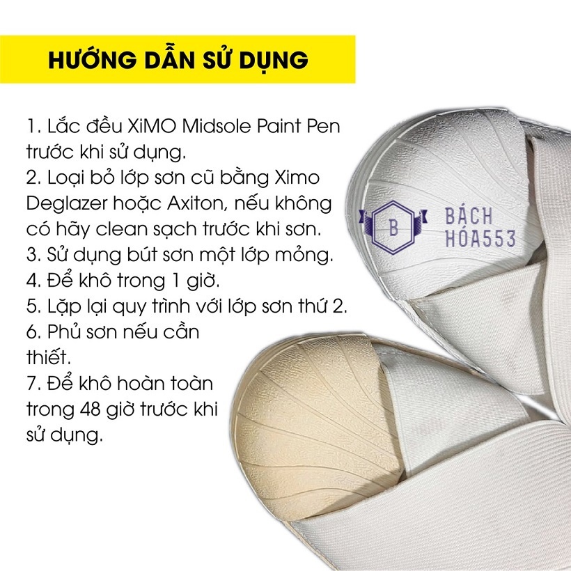 Bút Repaint đế giày tẩy trắng Ximo 15ml - Làm trắng, che ố, xước giày bị ố vàng