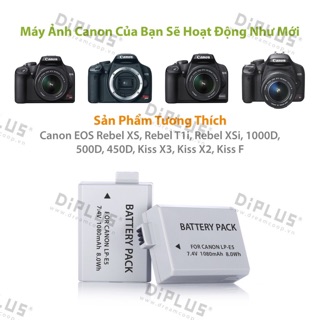 Pin máy ảnh canon lp-e5 dành cho máy ảnh canon eos rebel xs rebel t1i rebel xsi 1000d 500d, 450d x3 kiss x2 kiss f lpe5