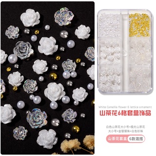 Set 3 hộp charm hoa hồng đổi màu kèm viên bi tròn, phụ kiện Nail đính móng