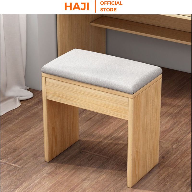 Ghế đẩu đa năng HAJI, Ghế bàn trang điểm lót đệm êm ái khung gỗ chắc chắn màu sắc sang trọng kiểu dáng hiện đại A138