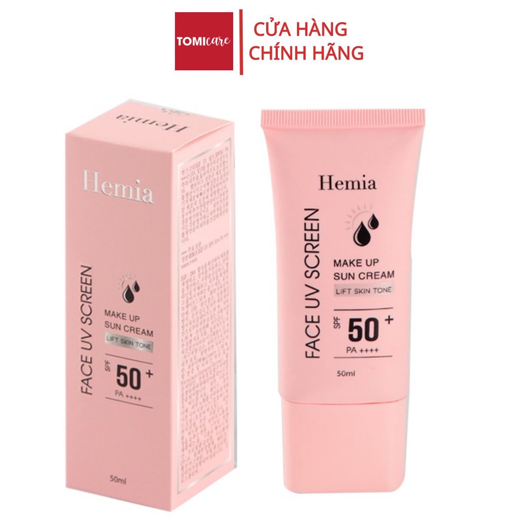 Combo 2 kem chống nắng Hemia nhập khẩu Hàn Quốc 50ml chính hãng dưỡng trắng nâng tone SPF50+ thấm mướt nhanh, mịn màng