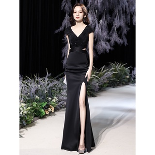Đầm maxi dạ hội trễ vai xẻ tà thời trang
