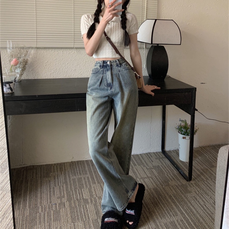 Quần Jean Nữ Lưng Cao Ống Rộng