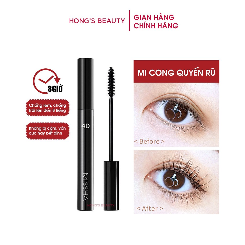 Chuốt mi Mascara Missha 4D Giúp Mi Cong, Dài, Dày, Lâu Trôi - HONGS BEAUTY