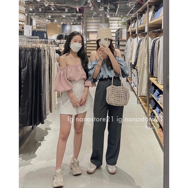 Áo trễ vai croptop (tone màu kẹo ngọt) Nana21 Nanastore21
