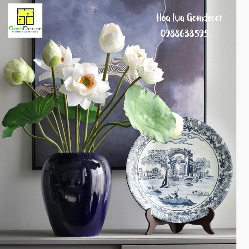 Hoa sen giả hoa sen lụa đẹp siêu cao cấp đẹp tự nhiên như thật bông sen giả