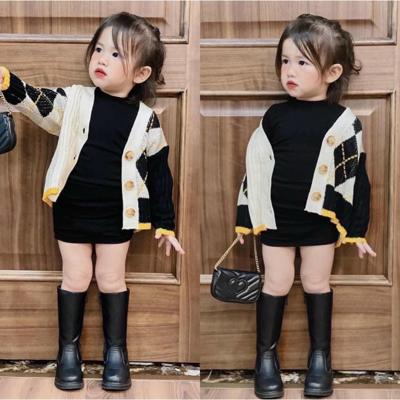 Đầm body dây rút tay dài bé gái