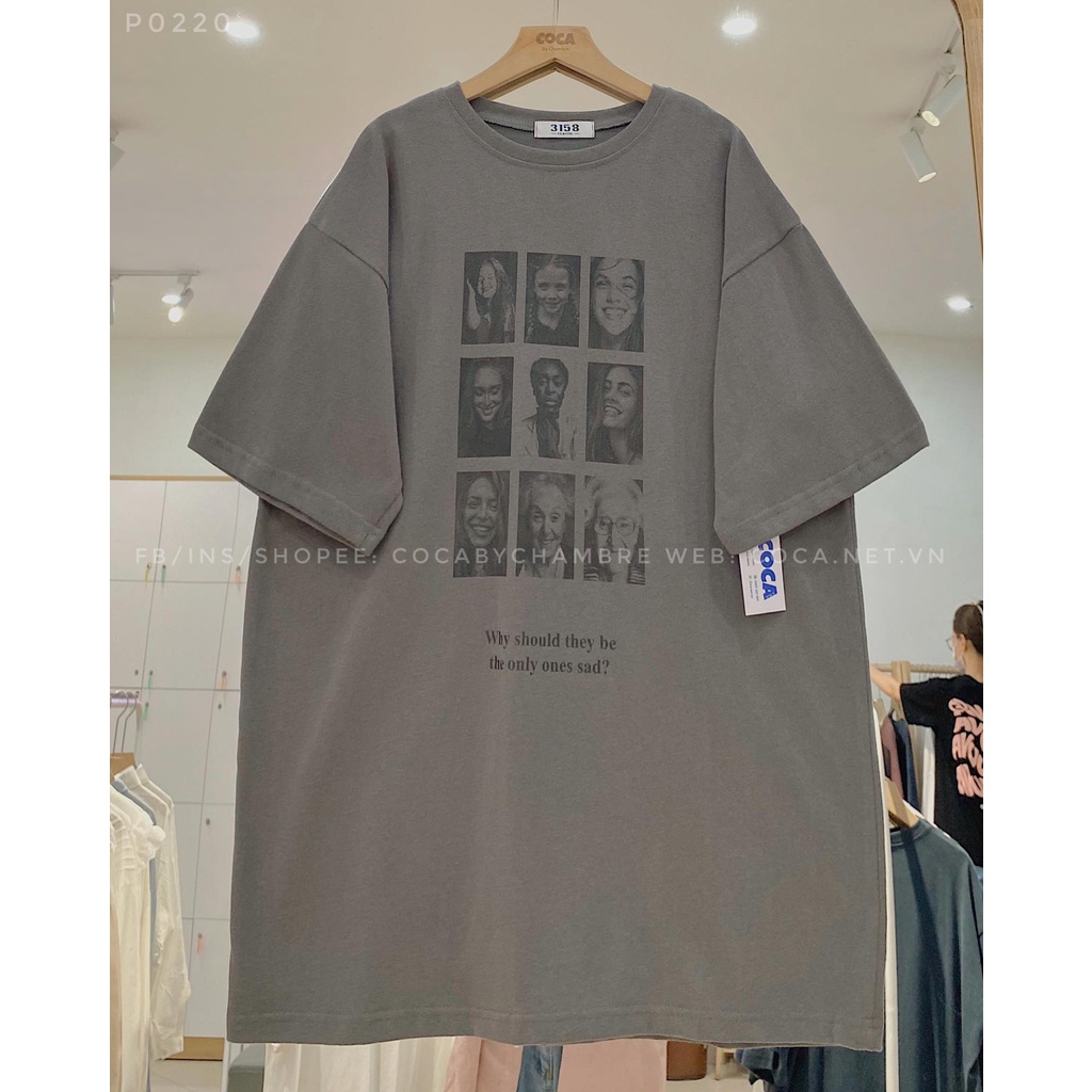 [P0220] Áo thun cotton mặt lông dày in 9 hình mặt người form rộng (Có sẵn/Ảnh thật)