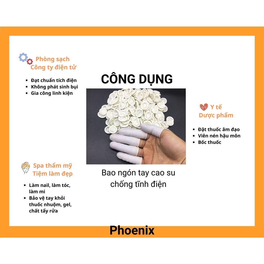 Bao ngón cao su TRẮNG y tế bảo vệ đầu ngón tay khi tiếp xúc vết bẩn và hóa chất