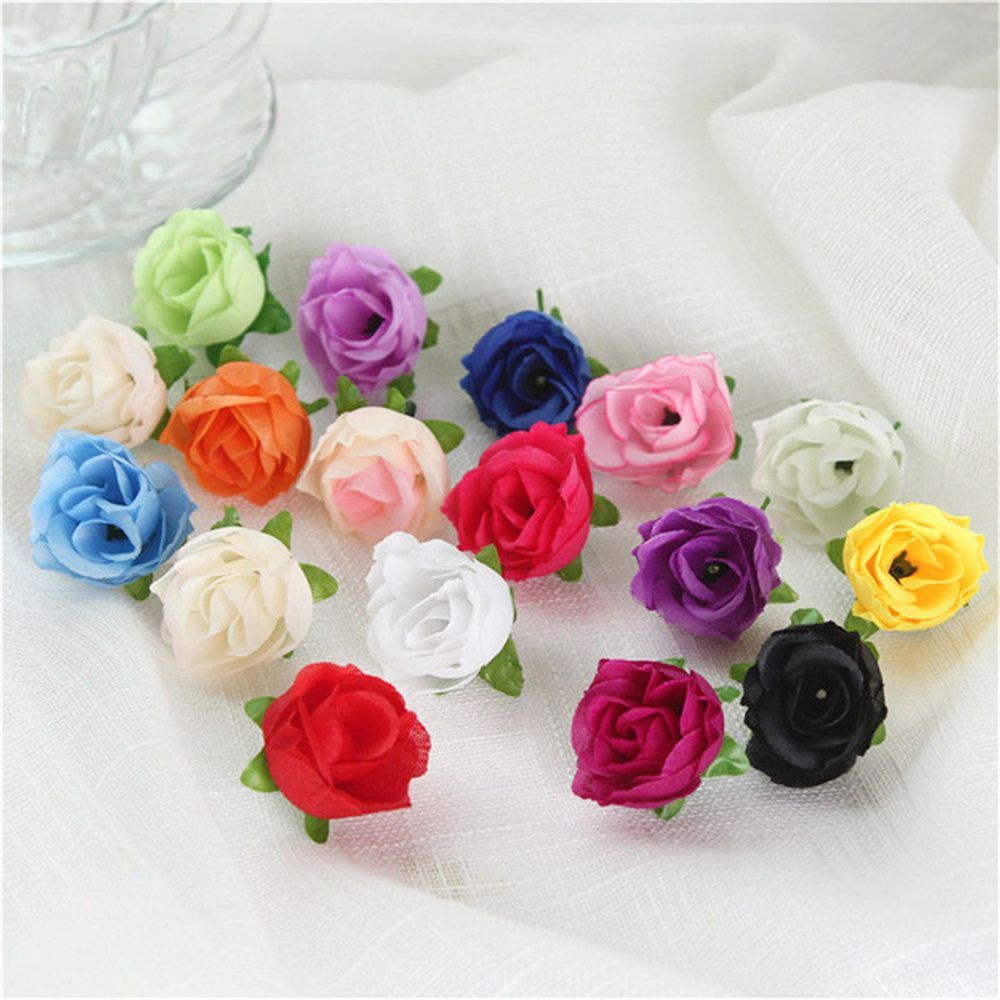 Set 20/50 bông hoa hồng giả nhiều màu sắc xinh xắn dùng trang trí nhà cửa/ tiệc cưới DIY