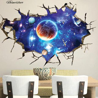 Decal dán tường họa tiết vũ trụ 3d