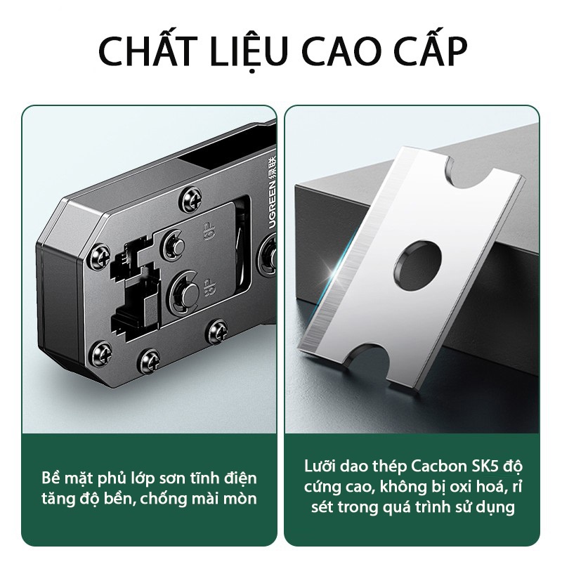 Combo Bộ Kìm mạng Ugreen + 100c Hạt Mạng + Bộ Test Mạng