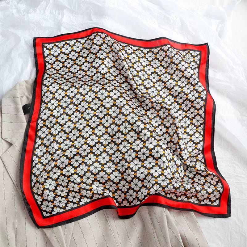 khăn lụa vuông HOA CÚC VINTAGE lụa choàng cổ cao cấp 70x70cm - V2CVT Khăn bandana ThyThy băng đô,