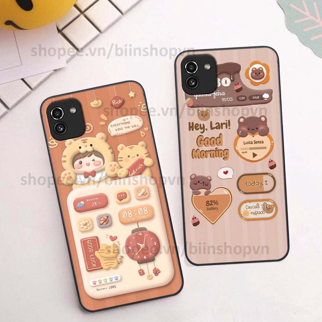 Ốp Samsung A03 in 3D icon gấu nổi siêu xinh, siêu đáng yêu, cá tính phong cách