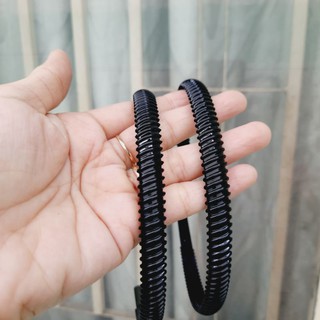 Combo 6 cái Bờm cài tóc xoắn đen bóng (bản 8mm)