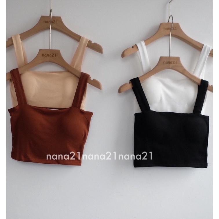 Áo hai dây bản to croptop có đệm mút Nana21 Nanastore21