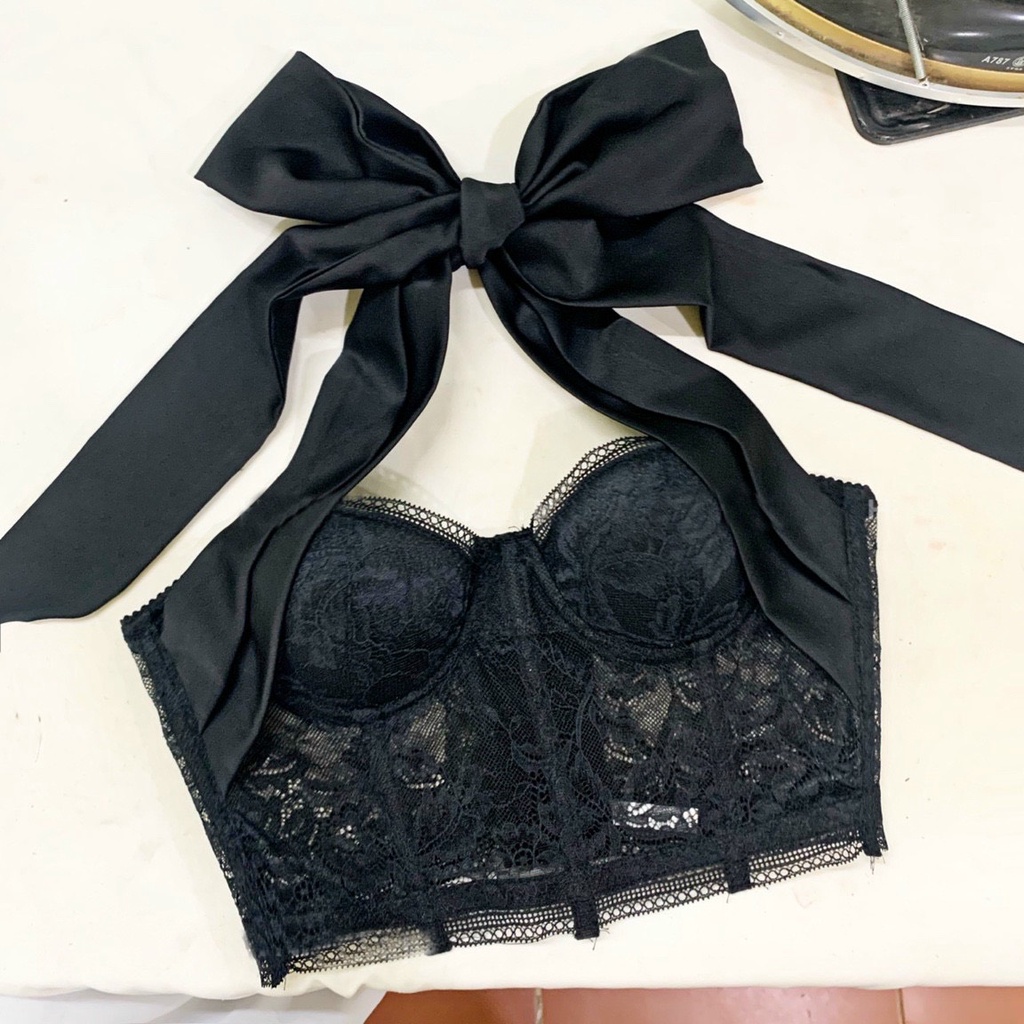 H02 [HÌNH THẬT] Áo Bra Ren Kiểu KATHY BRA Dáng Corset Bralette Cột Nơ Dây Lụa Mặc Được Nhiều Kiểu Cao Cấp croptop Dự Tệc