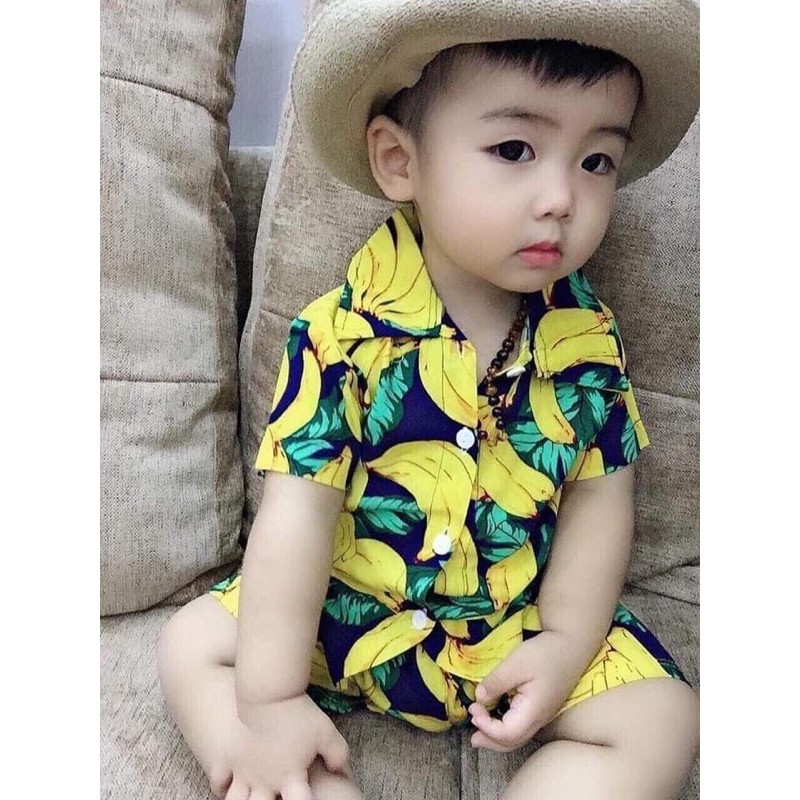 Bộ hoa quả cho bé - Set bộ Pijama cộc tay cho bé nam nữ 🎀 Chất lanh thoáng mát họa tiết hoa quả