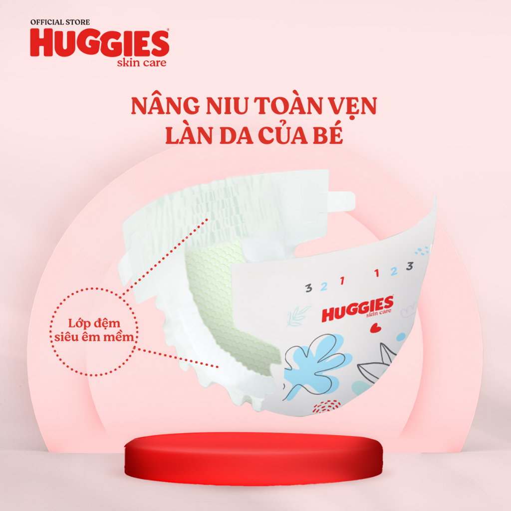 Tã dán Huggies Skincare Super Jumbo M76+3/ L68/ XL60/ XXL54