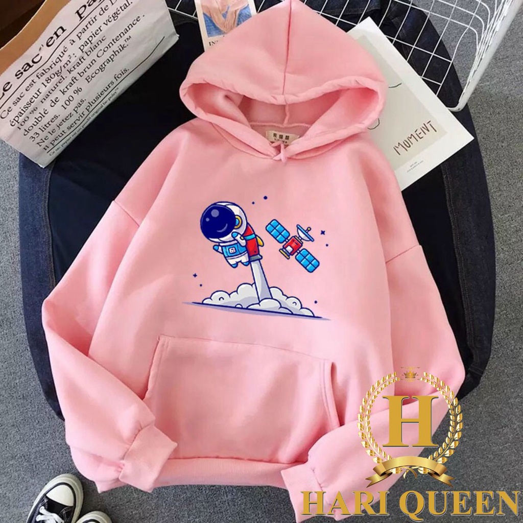 Áo hoodie nỉ Phi Hành Gia vệ tinh dễ thương HARIQUEEN