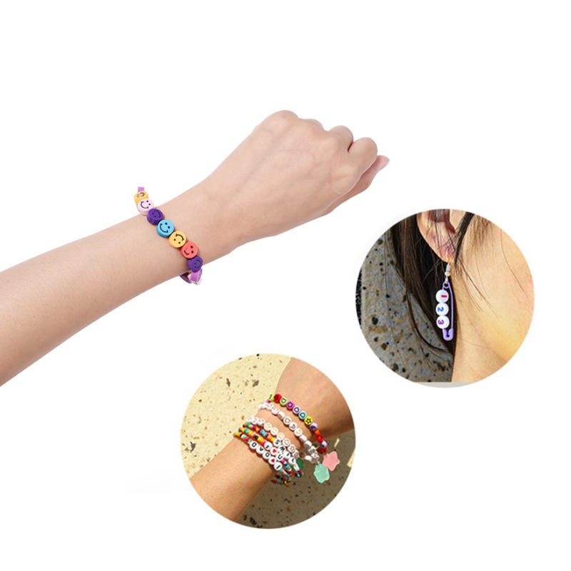 Bộ 20 Hạt Xâu Chuỗi Tròn 10mm Hình Mặt Cười Làm Trang Sức