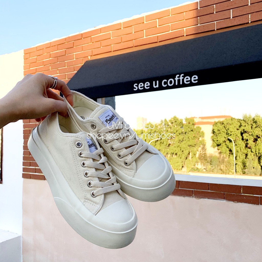 [LOẠI 1-SẴN] Giày thể thao nữ vải canvas đế bằng bánh mì cao 4cm hot mới ulzzang Basic màu đen/trắng/kem đẹp bata basic | BigBuy360 - bigbuy360.vn