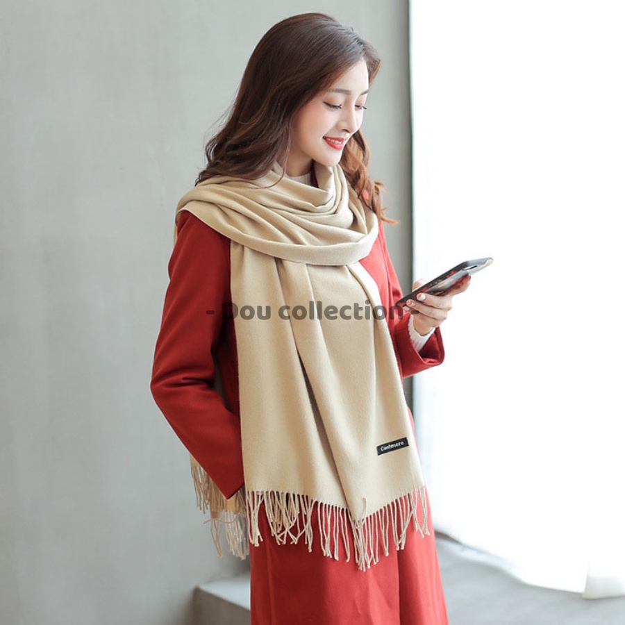 [Nowship2h] Khăn choàng cổ cashmere ( Khăn len) trơn thời trang thu đông - chất liệu Cashmere - 70x190cm - Mã LN016