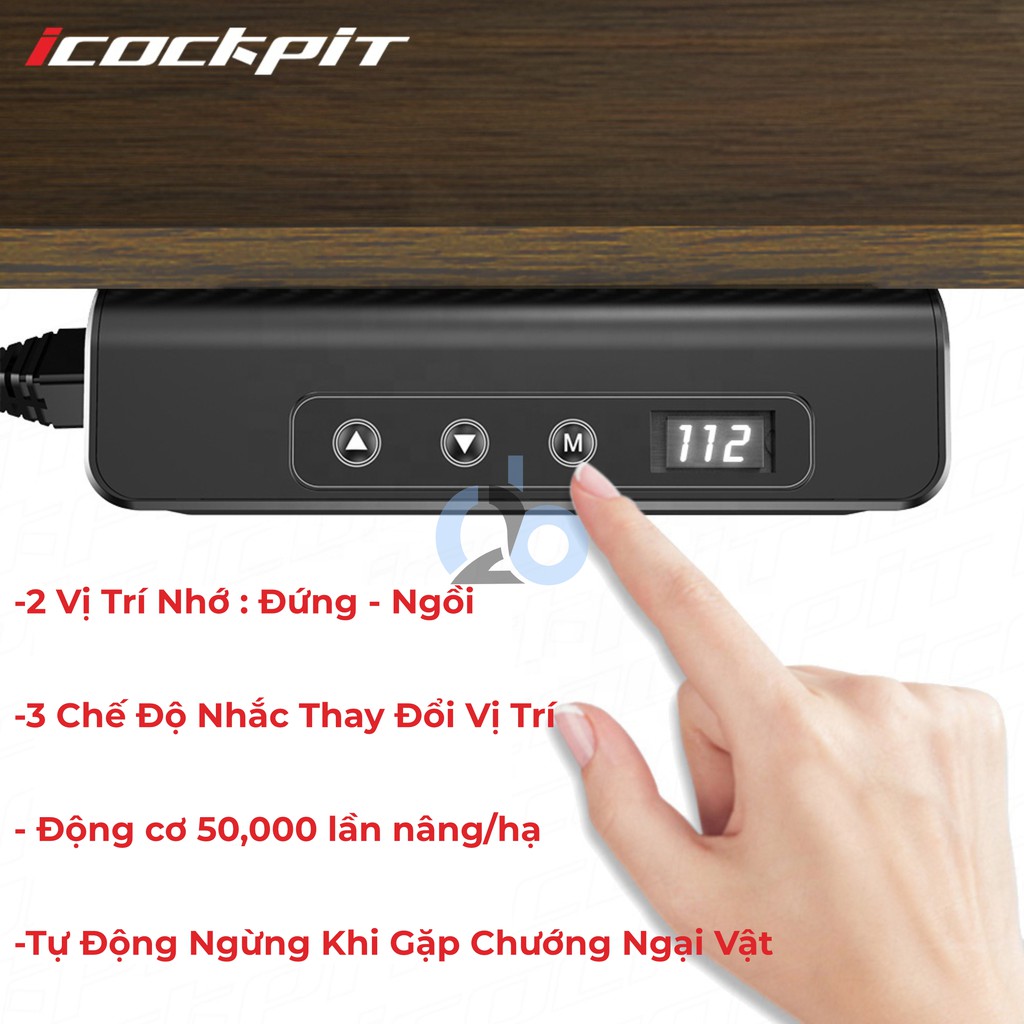 Bàn Nâng Hạ Chiều Cao iCockpit 1460, đã kèm mặt bàn. Bàn thông minh tăng giảm chiều cao