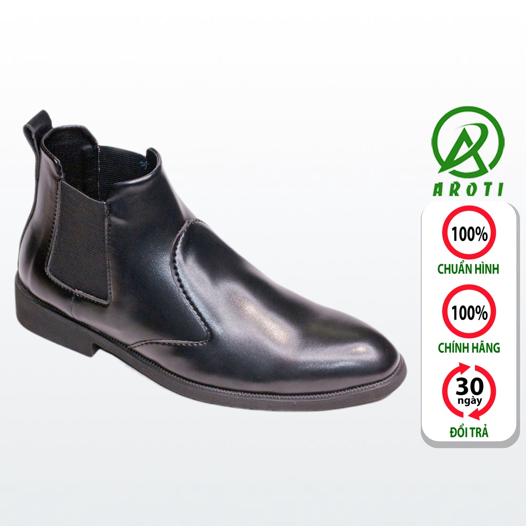 Giày Boot Nam AROTI Cao Cổ Chất Đẹp Cao Cấp,Đế Khâu Siêu Bền, Tăng Chiều Cao 3cm Form Hàn Màu Đen - CB520-N VN