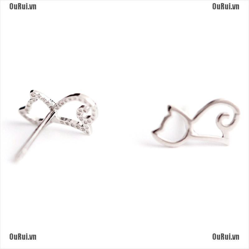 (FCC) Bông Tai Kim Loại Hình Mèo Xinh Xắn Cho Nữ