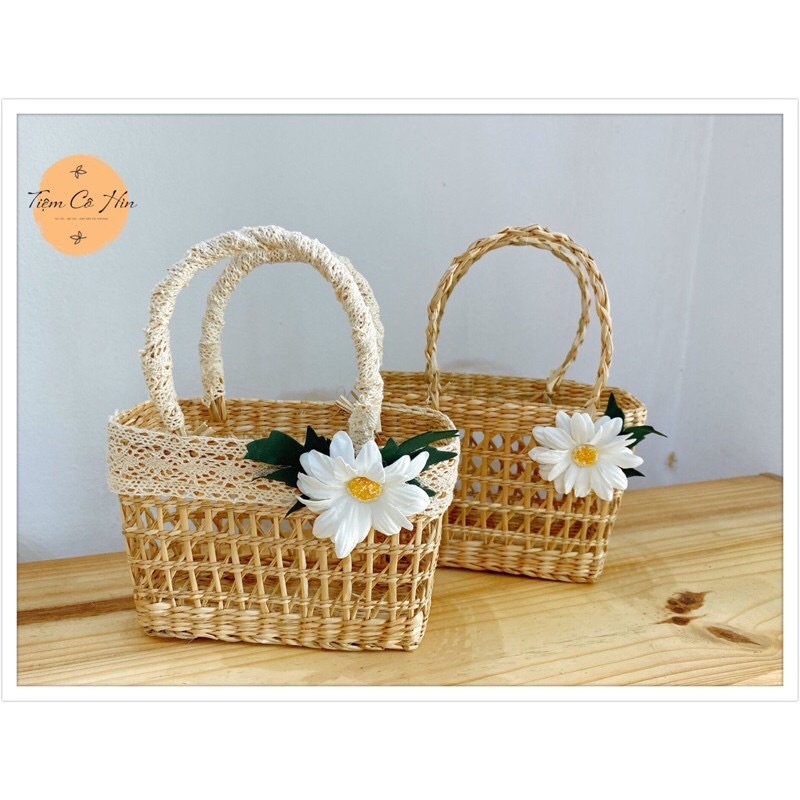 Túi cói mini handmade Tiệm Cô Hìn đi biển du lịch chụp ảnh siêu đẹp có video chi tiết ship 1h lỗi 1 đổi 1