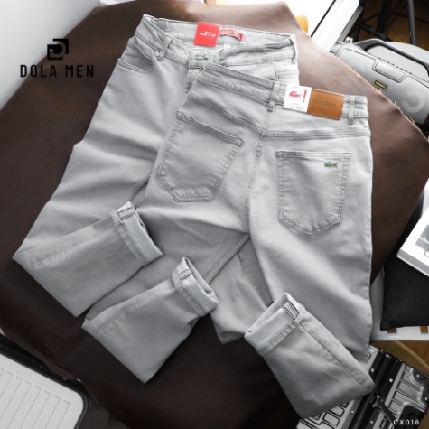 Quần Jean Nam LACOSTE CX018 BASIC Màu Xám Nhạt Form SlimFit mềm mại co và giãn Hàng Xuất Xịn Có Big Size