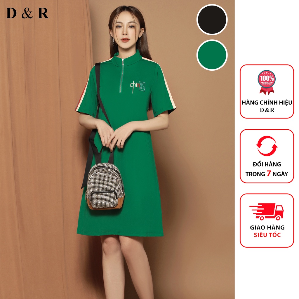 Đầm polo bigsize thêu logo Quảng Châu cao cấp váy thun suông đi chơi dạo phố thương hiệu thời trang D&R D163